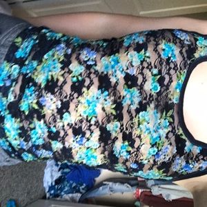 mesh floral tank top